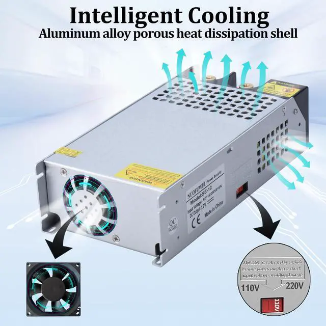 Alt view image 4 of 4 - DC 12V 1000W Power Supply 110V AC to DC 12V Converter 83.4A 1000W Switch Power Supply for LED Driver Strip Light Lamp Amplifier