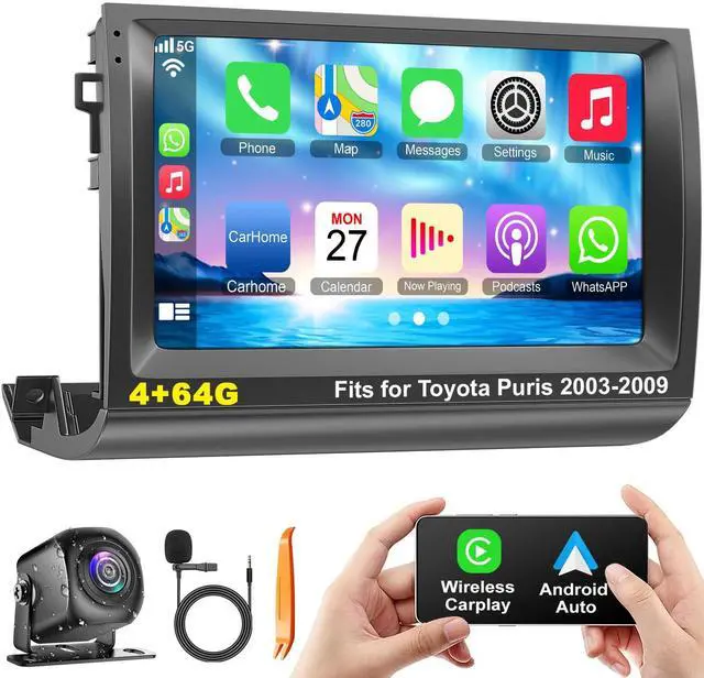 Main image of Android 13 Car Radio Stereo for Toyota Prius 2003-2009, 9 inch Touch Screen 4G+64G Head Unit with Wireless Carplay/Android Auto, SWC GPS WiFi Bluetooth FM RDS DSP, Backup Camera