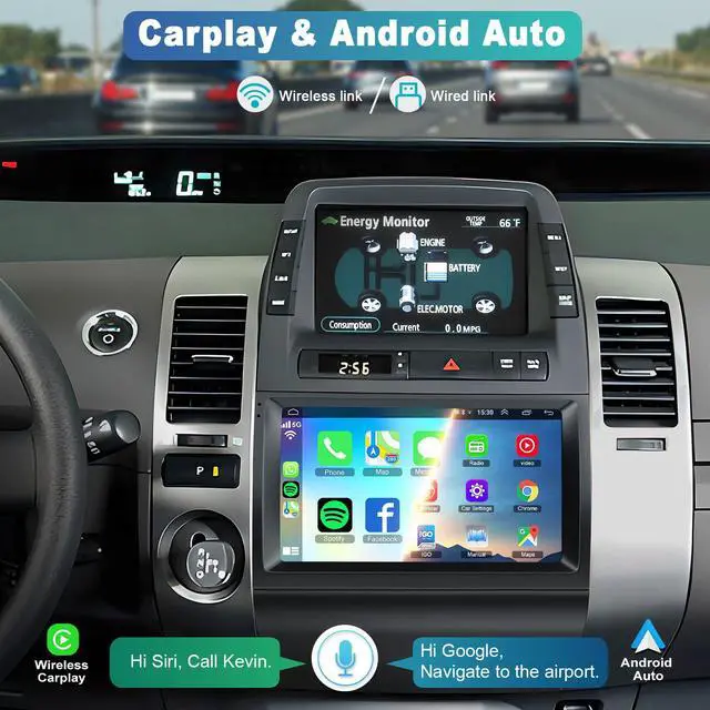 Alt view image 3 of 4 - Android 13 Car Radio Stereo for Toyota Prius 2003-2009, 9 inch Touch Screen 4G+64G Head Unit with Wireless Carplay/Android Auto, SWC GPS WiFi Bluetooth FM RDS DSP, Backup Camera