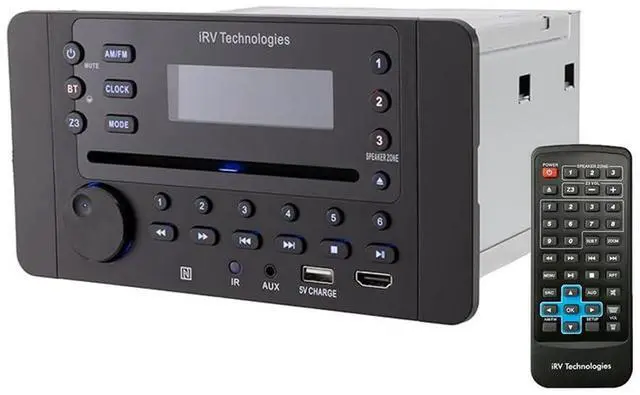 Main image of iRV63 3 Zones Wall Mount RV Stereo - 7-Speaker Output, DVD/CD/MP4 Player, HDMI ARC & CEC, NFC Bluetooth, App Control, Digital Surround Sound Entertainment Hub for Trailers