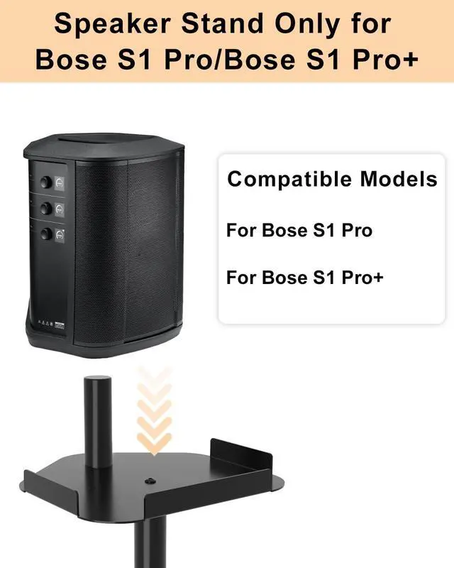Alt view image 2 of 4 - Height Adjustable Speaker Stand for Bose S1 Pro / S1 Pro Plus Floor Stand, Extends 45" to 54", Holds up to 20LBS, Wireless Studio Monitors Heavy Duty Speakers Stands for Bose, Easy to Install, Black