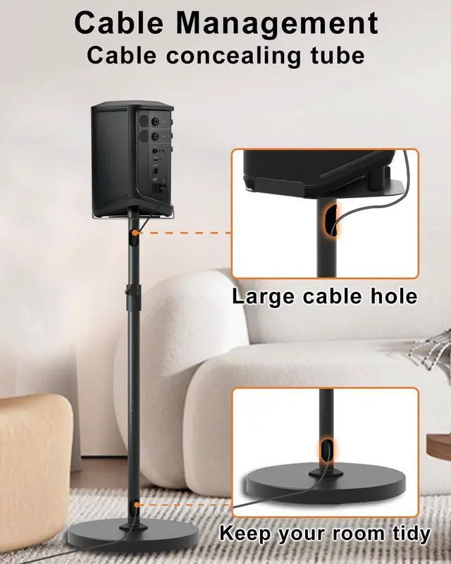 Alt view image 4 of 4 - Height Adjustable Speaker Stand for Bose S1 Pro / S1 Pro Plus Floor Stand, Extends 45" to 54", Holds up to 20LBS, Wireless Studio Monitors Heavy Duty Speakers Stands for Bose, Easy to Install, Black