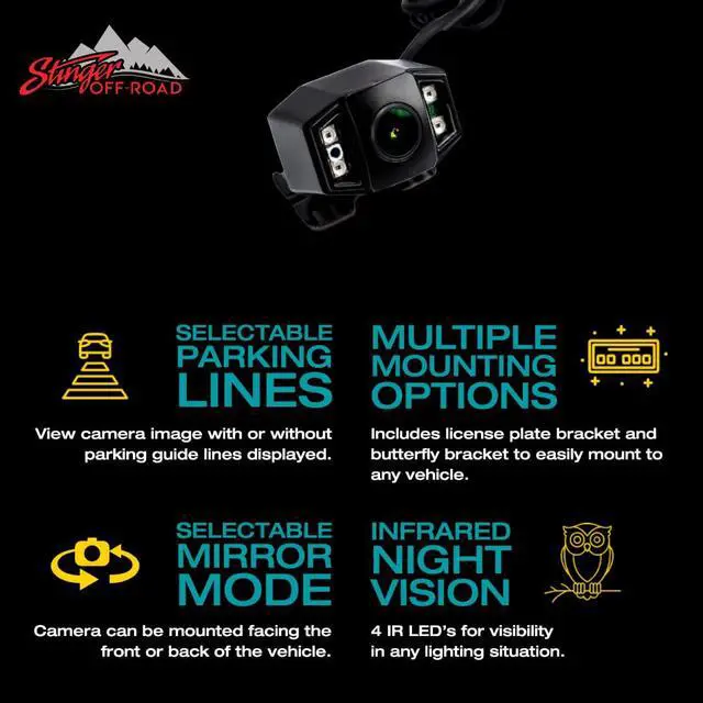 Alt view image 2 of 4 - Jeep Wrangler JK Spare Tire Mount Rear HD Backup Camera, Night Vision, IP67 Rated Waterproof for 4x4 Off Road Driving, Selectable Reverse Parking Lines, Wide Viewing Angle, Easy Install