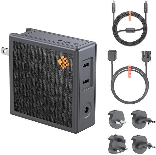 Main image of 150W DC GaN Charger Block 3-Port (1DC + 2USB-C) PD3.0, Compact Folding Plug Includes UK EU AU KR Adapters and DC Cable Compatible with Dell Lenovo HP Razer MSI Asus Acer