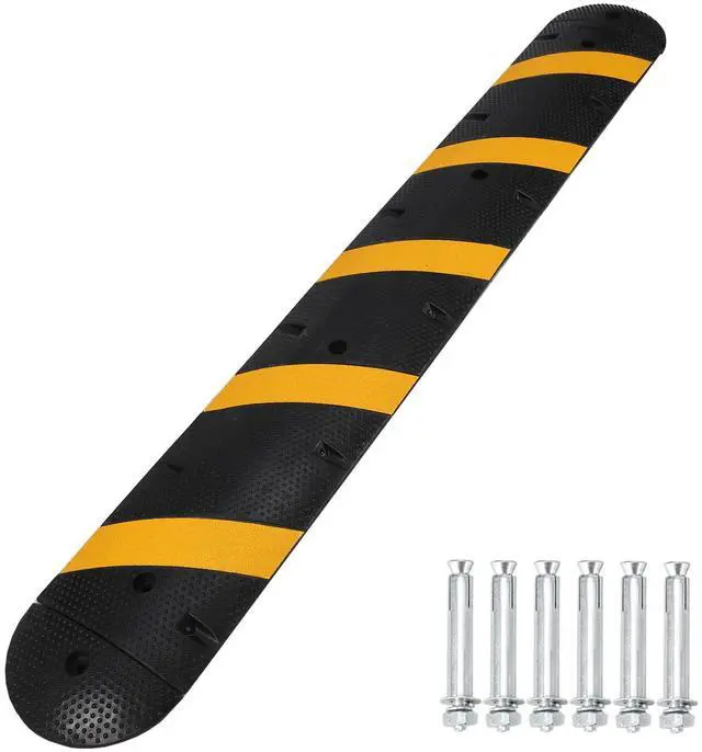 Main image of 84'' Rubber Speed Bump, 1 Pack 2 Channel Modular Heavy Duty Speed Bumps Humps 25000 lbs Load Capacity, Cable Protector Ramp with 2 End Caps for Asphalt Concrete Gravel Driveway Road
