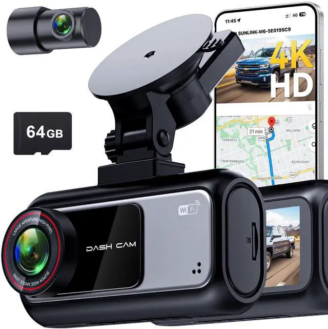 Main image of Truck Dash Cam Easy-Steup: Dual Camera 4K Front and 2K Rear with Night Vision GPS WiFi Clear Captures Pickup Trucks License Plates - 72H Parking Monitoring for Daily Commute