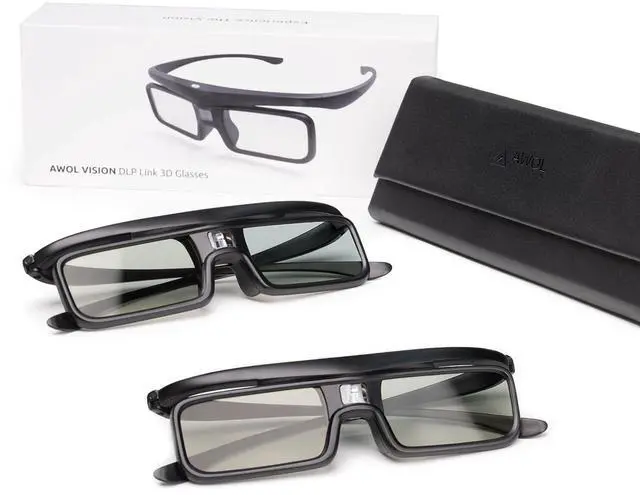 Main image of DLP Link 3D Glasses, Rechargeable Active Shutter Eyewear compatible LTV-3000 Pro and LTV-3500 Pro, Vanish TV & other DLP-LINK 3D projectors (2 Packs)