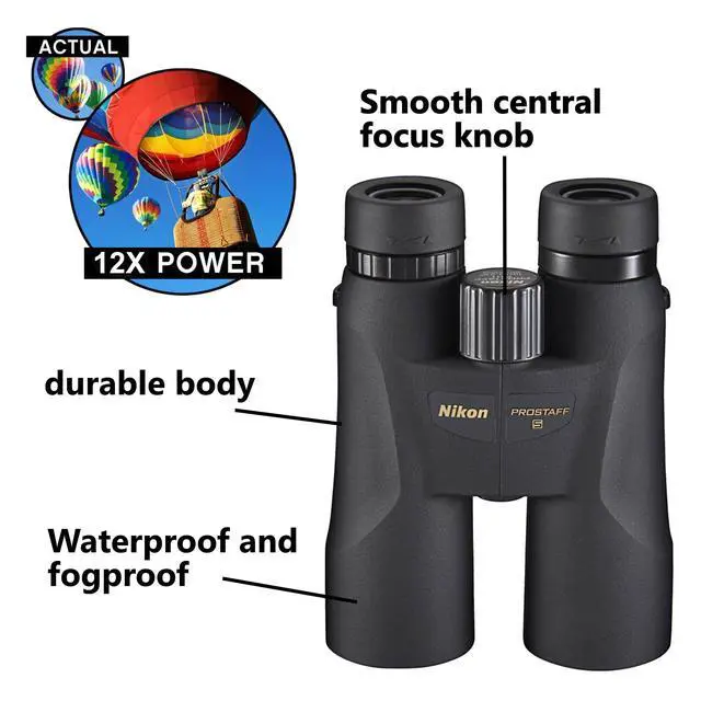 Alt view image 4 of 4 - PROSTAFF 5 12x50 (7573) Black Binoculars Bundle with Lens Pen and Cleaning Cloth, Compact Binoculars for Adults for Hunting, Bird Watching, and Hiking Essentials, Zoom, Travel