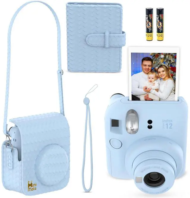Alt view image 2 of 4 - Instax Mini 12 Instant Camera Pastel Blue + Minimate Custom Designed Case + Fuji Instax Film 10 Sheets & Album