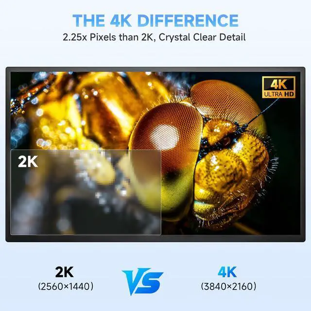 Alt view image 2 of 4 - 23.8" 4K Portable Monitor, UHD 3840x2160 IPS 400nits 100% sRGB Calibrated Color Gaming Monitor, USB-C HDMI Laptop Screen Extender with Speakers for Desktop, MacBook, PS5, Xbox, Switch