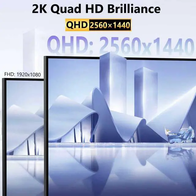 Alt view image 3 of 4 - Touchscreen Monitor 24 Inch with Webcam Full HD 2560x1440P @100Hz 10-Point Multi Touch Screen PC Monitor, HDMI VGA USB Port, Built-in Speakers