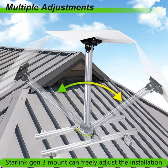 Alt view image 3 of 4 - Adjustable Starlink Gen 3 Roof Mount, Stainless Steel Starlink Mounting Kit Gen 3 for Standing Seam Metal Roof with 0-30° Adjustable Starlink Gen 3 Adapter