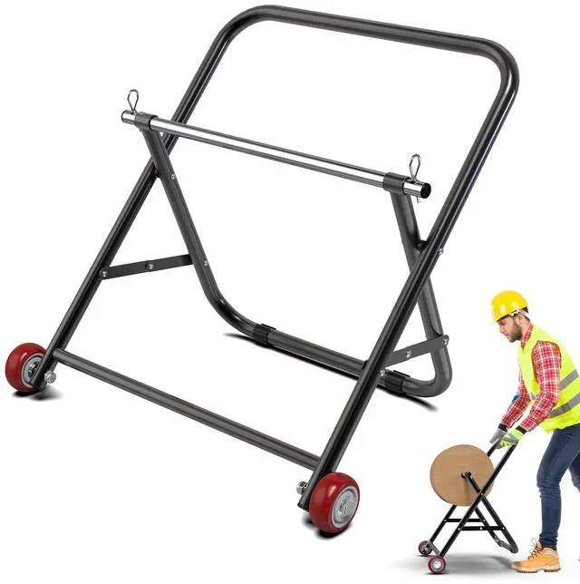 Main image of Cable Caddy for Spool with Wheels- Foldable Wire Spool Rack Holder Portable Wire Spool Reel Caddy 100lb Capacity to Keep Cables Tidy and Organized, Single Axle