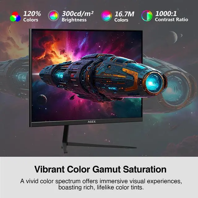 Alt view image 4 of 4 - 24.5 Inch Gaming Monitor, 400Hz, 1920x1080 FHD, AG25S 1ms Response Time, FreeSync, IPS Display, Black, Desktop Stand Mount
