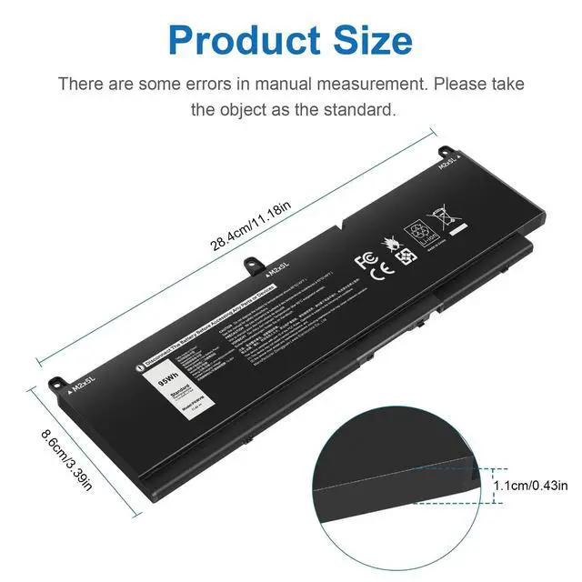 Alt view image 2 of 4 - 95Wh PKWVM Laptop Battery Compatible with Dell Precision 7550 7750 7560 7760 Series Workstation Notebook C903V CR72X 0CR72X 17C06 068N03 447VR 0447VR P44E P93F P44E001 P44E002 P93F001 P93F002