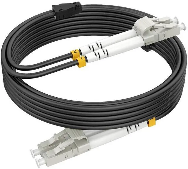 Main image of 400ft/120m OM3 LC to LC Fiber Patch Cable Armored, Outdoor Fiber Optic Cables Multimode, 10/40GB Duplex 50/125um LSZH Black
