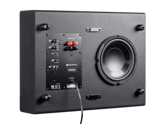 Alt view image 2 of 4 - SSW-8 Slim Powered Subwoofer - 8 Inch Woofer, 100 Watt, Low Profile, Powerful Amp, Low Pass, RCA and Speaker Level Terminal Inputs, Black