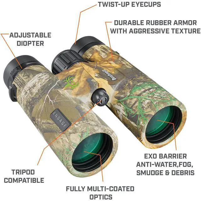 Alt view image 5 of 6 - Engage X 10x42mm Binoculars, IPX7 Waterproof and Lightweight Binoculars for Hunting, Travel, and Camping