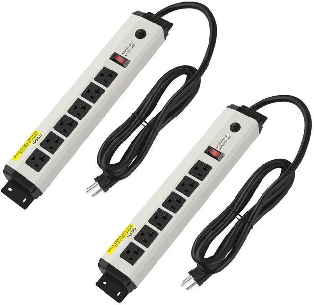 Main image of 2 of 12 Gauge Heavy Duty Power Strip Surge Protector 4800J, 20 Amp 6 Plug Industrial Shop Garage Metal Multiple Outlet, 10FT Extension Cord 5-15P Adapter High Amp 6-20R T-Slot 20a for Appliance