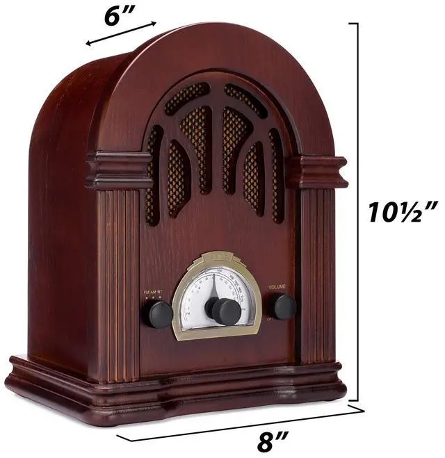 Alt view image 4 of 4 - Retro AM/FM Radio with Bluetooth - Classic Wooden Vintage Retro Style Speaker