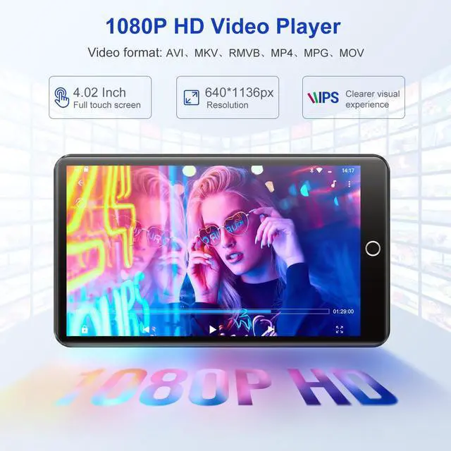 Alt view image 3 of 4 - 96GB MP3 Player with Bluetooth and WiFi, Music Player with Spotify,Amazon Music,Deezer, 4.02" Touch Screen Android MP4 MP3 Player for Kids with Audible,Kindle