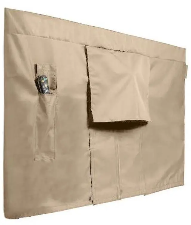 Main image of Outdoor Full TV Cover Water-Resistant All-Weather Protection for Mounted & Freestanding TVs, 12-Gauge Vinyl with Remote Pocket & Secure Touch Fastener Closure, 65-68 Inches, Classic Tan