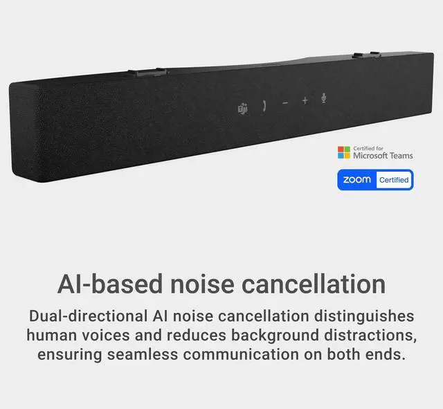 Alt view image 3 of 4 - Pro Premium Conferencing Soundbar - SB725 - Controls End/Call/Volume Down/Volume Up/MS Teams, LED Status Indicator, Wired, AI-Based Noise Cancellation, Superior Audio Experience