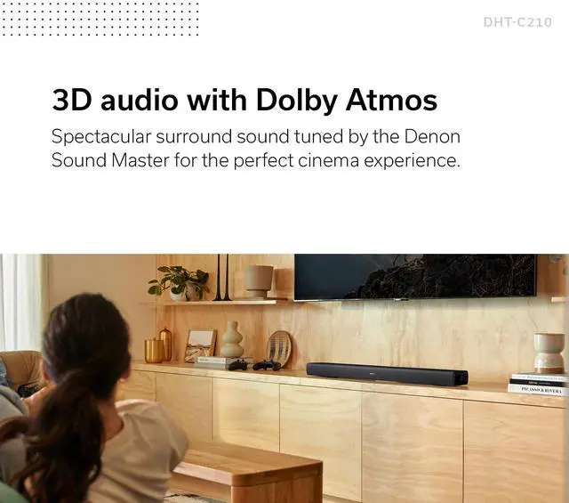 Alt view image 3 of 6 - DHT-C210 Full-Range Dolby Atmos Sound bar with Built-in subwoofers and Bluetooth Streaming., Black
