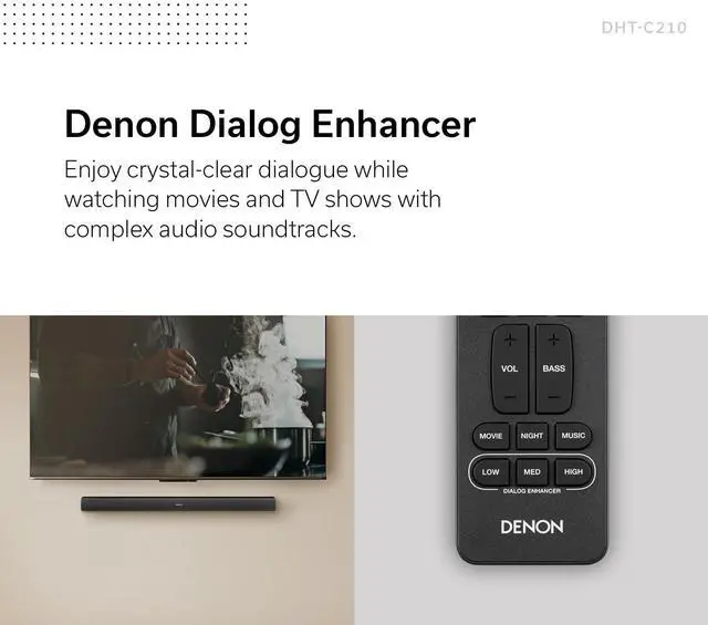 Alt view image 6 of 6 - DHT-C210 Full-Range Dolby Atmos Sound bar with Built-in subwoofers and Bluetooth Streaming., Black