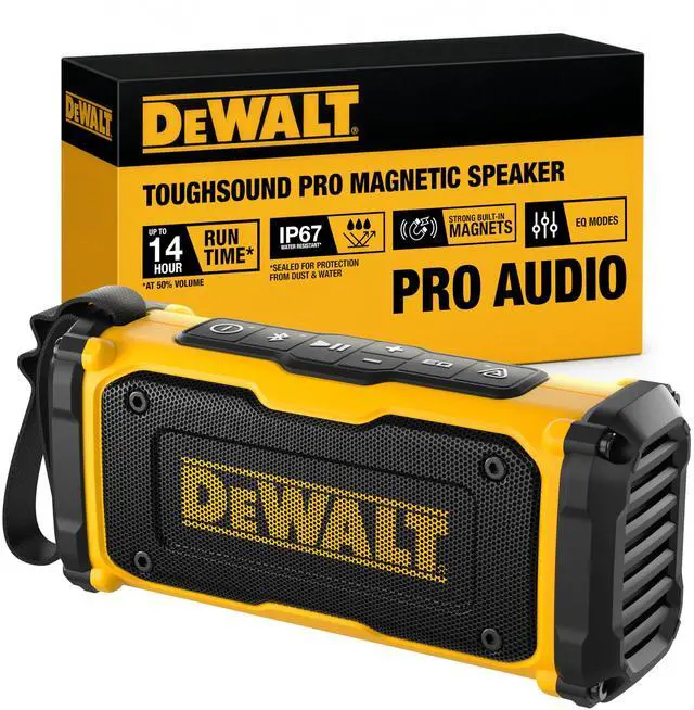 Main image of Heavy Duty Magnetic ToughSound Pro Bluetooth Speaker 22W Jobsite Wireless Portable Speaker w/Built-in Magnets, IP67 Dust & Waterproof, 14H Runtime, Auracast Multi-Speaker Linking & EQ Modes