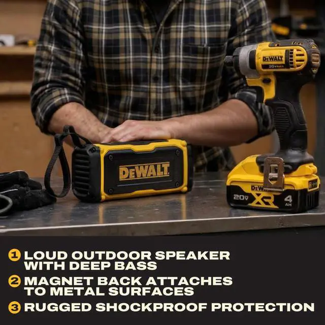 Alt view image 2 of 4 - Heavy Duty Magnetic ToughSound Pro Bluetooth Speaker 22W Jobsite Wireless Portable Speaker w/Built-in Magnets, IP67 Dust & Waterproof, 14H Runtime, Auracast Multi-Speaker Linking & EQ Modes