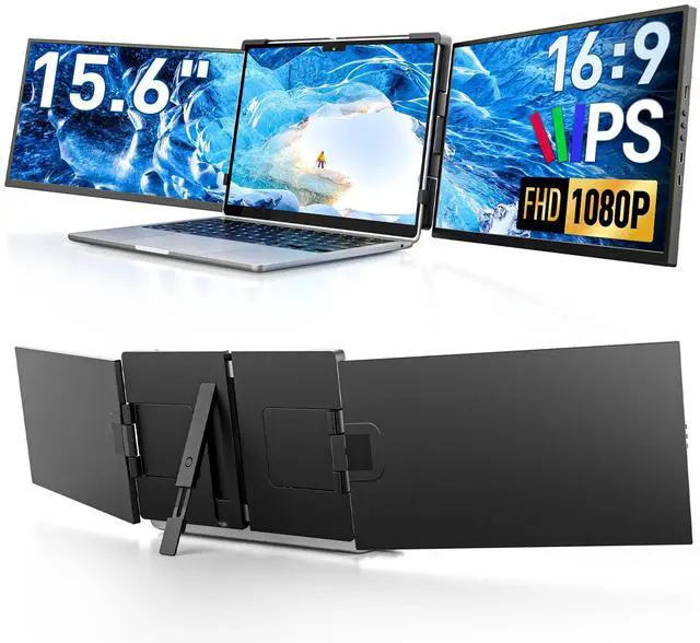 Main image of 15.6" Screen Extender for Laptop, FHD 1080P IPS Portable Monitor for Laptops, Triple Dual Laptop Extended Monitor Compatible with Windows, Mac, Android, Chrome 13-17 Inch Laptops