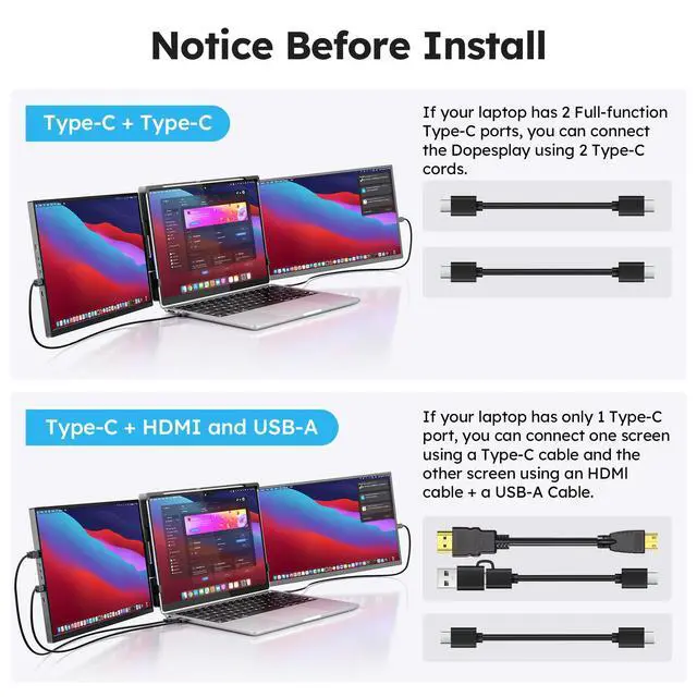 Alt view image 2 of 4 - 15.6" Screen Extender for Laptop, FHD 1080P IPS Portable Monitor for Laptops, Triple Dual Laptop Extended Monitor Compatible with Windows, Mac, Android, Chrome 13-17 Inch Laptops