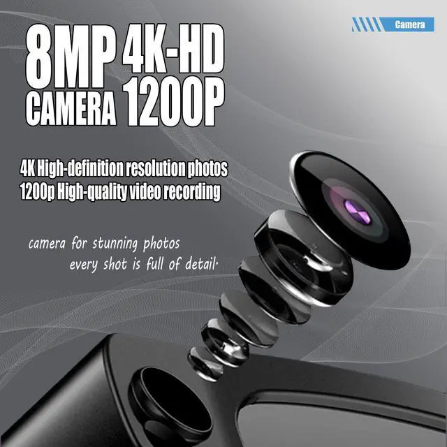 Alt view image 2 of 4 - AI Smart Glasses with Camera 4K Video Recording Glasses Men Women, Classic Frame 8MP Hands-Free POV Camera, Bluetooth Open-Ear Audio, ChatGPT Voice Control, 150 Language Translate, WiFi