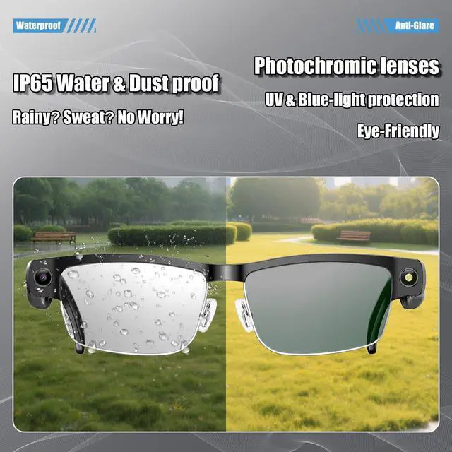Alt view image 3 of 4 - AI Smart Glasses with Camera 4K Video Recording Glasses Men Women, Classic Frame 8MP Hands-Free POV Camera, Bluetooth Open-Ear Audio, ChatGPT Voice Control, 150 Language Translate, WiFi