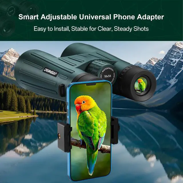 Alt view image 3 of 4 - 18x56 UHD Binoculars for Adults High Powered with Upgraded Phone Adapter, Wide Field of View Binoculars with Clear Low Light Vision, Lightweight Waterproof Binocular for Bird Watching Travel Cruise