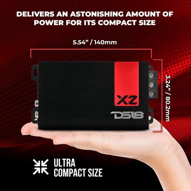 Alt view image 3 of 4 - X2 Amplifier 2-Channel Class D Full Range 2 x 140 Watts RMS @ 4-ohm, Ultra Compact Amplifier, Great Compact Amp for Motorcycle, Powersports, Ultra Small Design