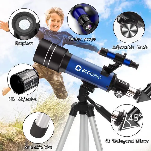 Alt view image 2 of 4 - Telescope for Kids & Adults, 70mm Aperture 360mm Refractor (15X-150X) Telescope for Astronomy Beginners, Portable Travel Telescopes with Phone Adapter & 2 Eyepieces