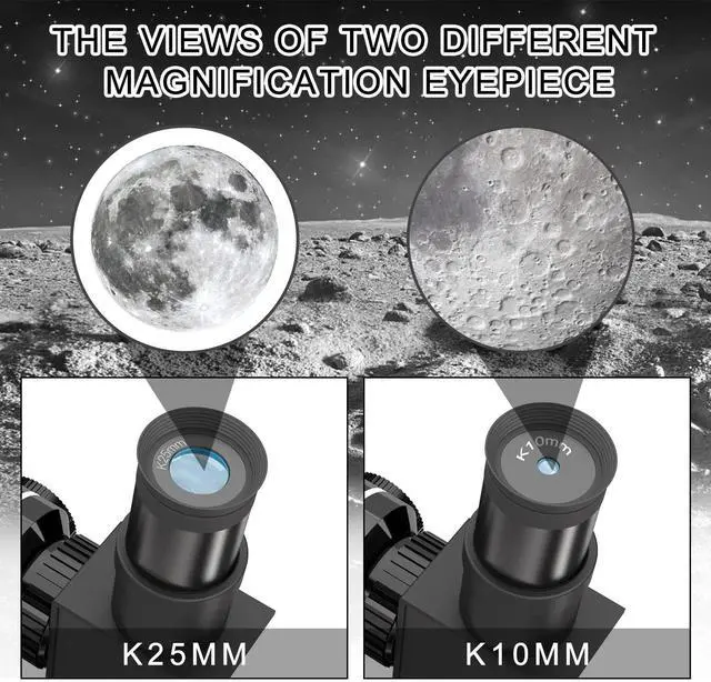 Alt view image 4 of 4 - Telescope for Kids & Adults, 70mm Aperture 360mm Refractor (15X-150X) Telescope for Astronomy Beginners, Portable Travel Telescopes with Phone Adapter & 2 Eyepieces