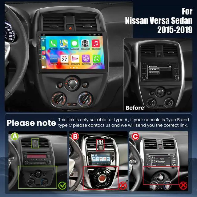 Alt view image 2 of 4 - Car Radio for Nissan Versa Sedan 2015 2016 2017 2018 2019 W/Linux System, Support Wireless Carplay Android Auto Mirrorlink, GPS Navigation Bluetooth FM Car Stereo