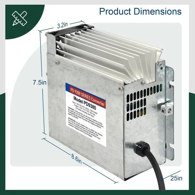Alt view image 2 of 4 - PD9380 Power Converter replacement-9300 Series Converter,80Amp 120V to 12V RV Converter Charger for RV Camper Caravans Trailer Battery,1300W