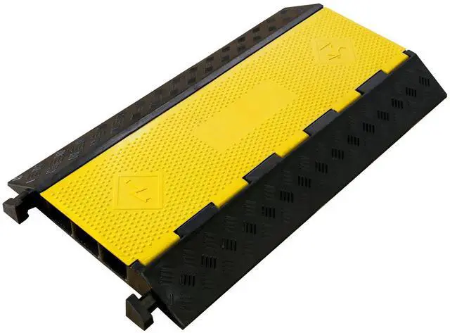 Main image of Rubber Cable Ramp 3 Channel Drive Over Hose Cable Protector Outdoor 22000Lbs Load Capacity Wires Power Lines Extension Cord Cover Traffic Speed Bump 1 Pack