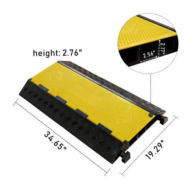 Alt view image 2 of 4 - Rubber Cable Ramp 3 Channel Drive Over Hose Cable Protector Outdoor 22000Lbs Load Capacity Wires Power Lines Extension Cord Cover Traffic Speed Bump 1 Pack