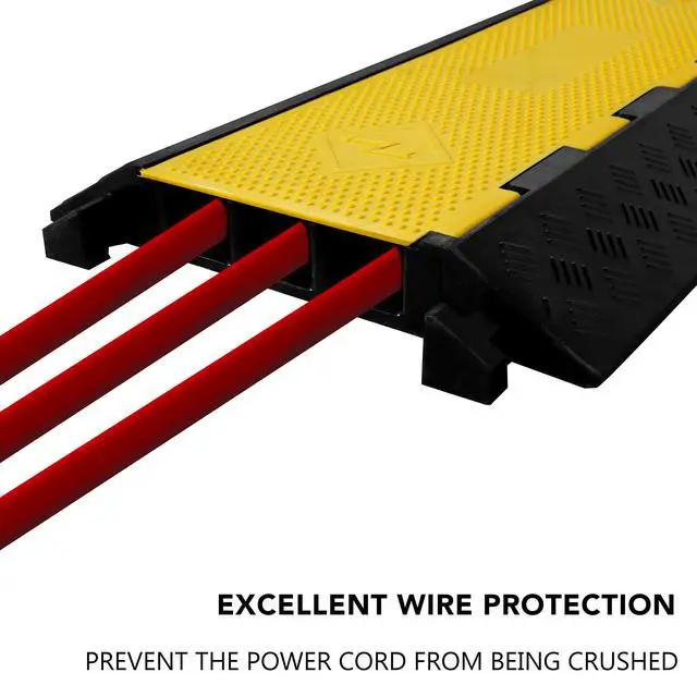 Alt view image 3 of 4 - Rubber Cable Ramp 3 Channel Drive Over Hose Cable Protector Outdoor 22000Lbs Load Capacity Wires Power Lines Extension Cord Cover Traffic Speed Bump 1 Pack