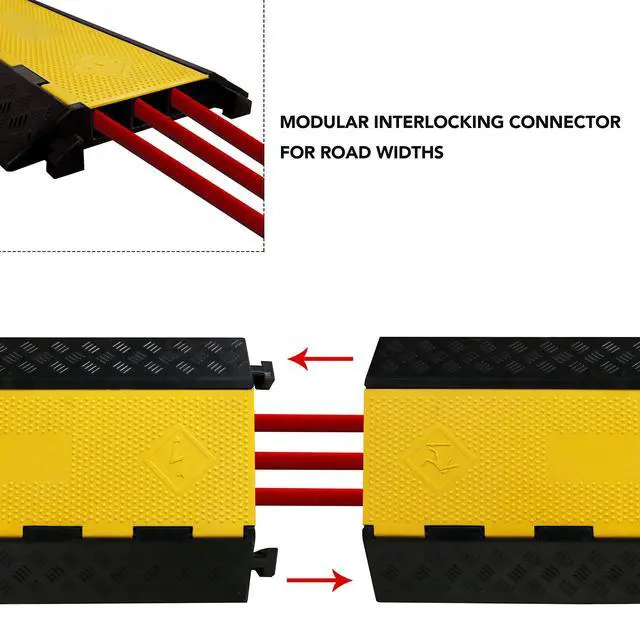Alt view image 4 of 4 - Rubber Cable Ramp 3 Channel Drive Over Hose Cable Protector Outdoor 22000Lbs Load Capacity Wires Power Lines Extension Cord Cover Traffic Speed Bump 1 Pack
