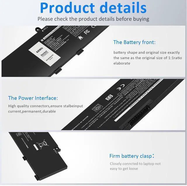 Alt view image 4 of 4 - (15.2V 68Wh) MV07R Laptop Battery Replacement for Dell G3 15 3500 3590 3700 3790 G5 15 5500 5505 SE Series Notebook 0415CG 72WGV 072WGV W5W19 0W5W19 JJRRD 0JJRRD 266J9 M4GWP 0M4GWP PN1VN 0PN1VN C9VNH