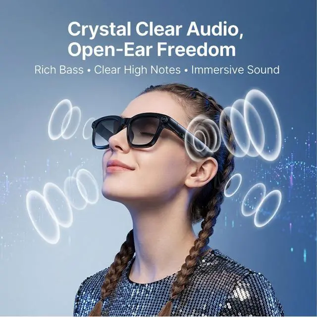 Alt view image 2 of 4 - AI Smart Camera Glasses, 1080P HD POV Video Recording and Translator, Object Recognition, Bluetooth Audio for Music Calls, 290mAh Battery, Photochromic Lenses for Vlog, Travel and Work