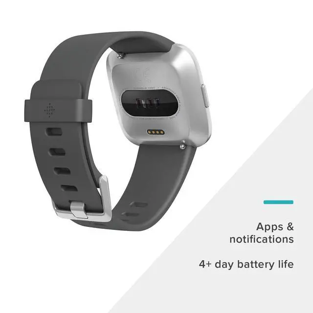 Alt view image 4 of 6 - Versa Lite Smartwatch,GPS,Charcoal/Silver Aluminum, One Size (S & L Bands Included)