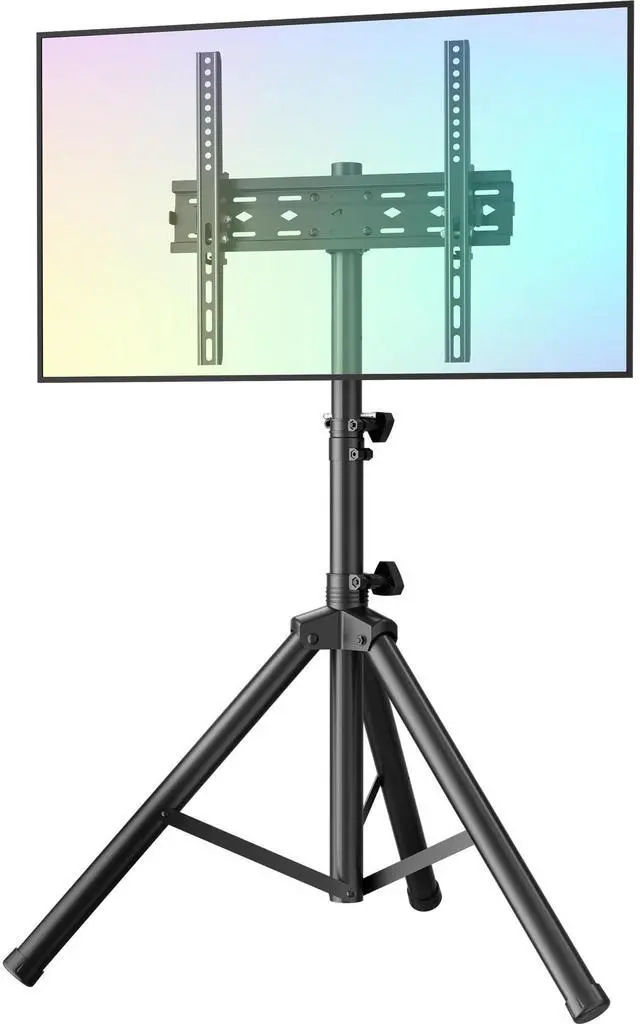 Main image of Portable Tripod TV Stand for 26-75 inch TVs, Outdoor TV Stand Mount with 15° Tilt, Height Adjustable Floor TV Stands for Flat/Curved Screens up to 100lbs, Max VESA 600x400mm, FORGINGMOUNT