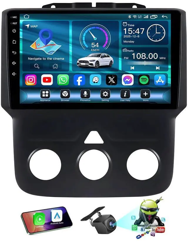 Main image of 8 Core 2G+32G Android 13 Car Stereo for Dodge Ram Radio 1500 2500 2013-2018: 9" HD 1280 * 800 Touchscreen with Wireless Carplay &Android Auto Mirror Link Bluetooth GPS Navigation 5G WiFi SWC FM/AM DSP